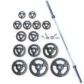 York Barbell Steel Iso-Grip 300lb Plate and Barbell Set 29017